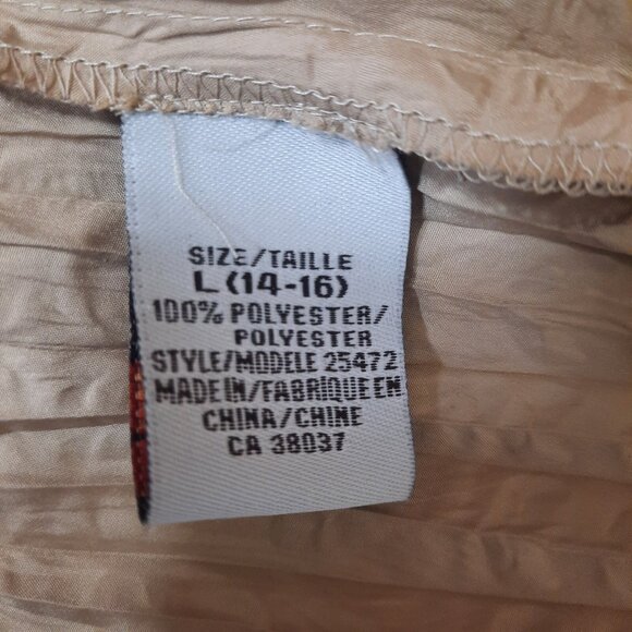 Vintage 90s Y2K Crinkle Blouse Deadstock With Tag Size L Beige Gold Wide Collar - Picture 6 of 6